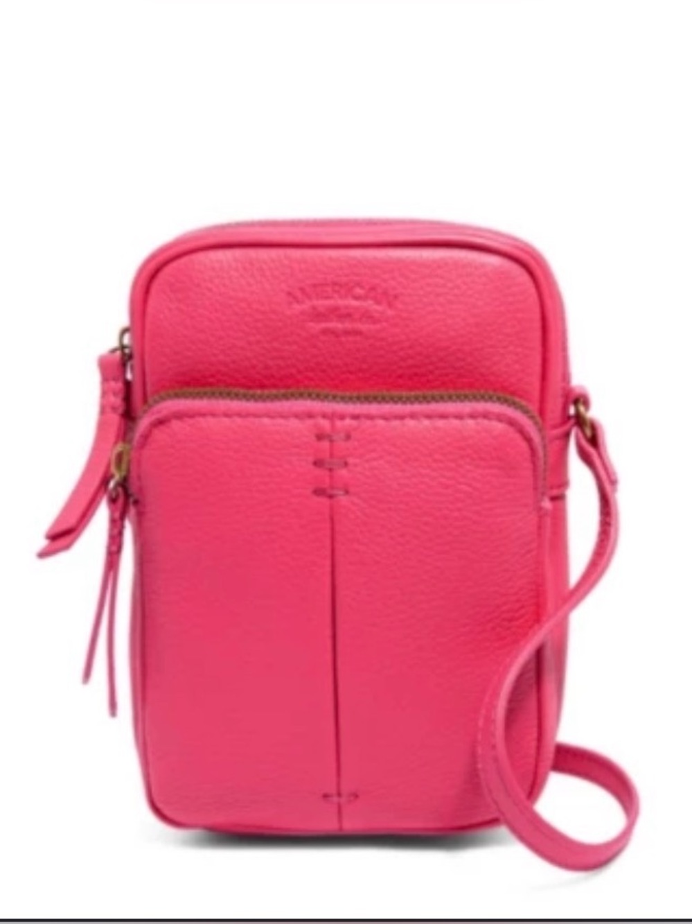 American Leather Co. Mini Crossbody Bag Cafe Latte Zip Lined Pockets Strap